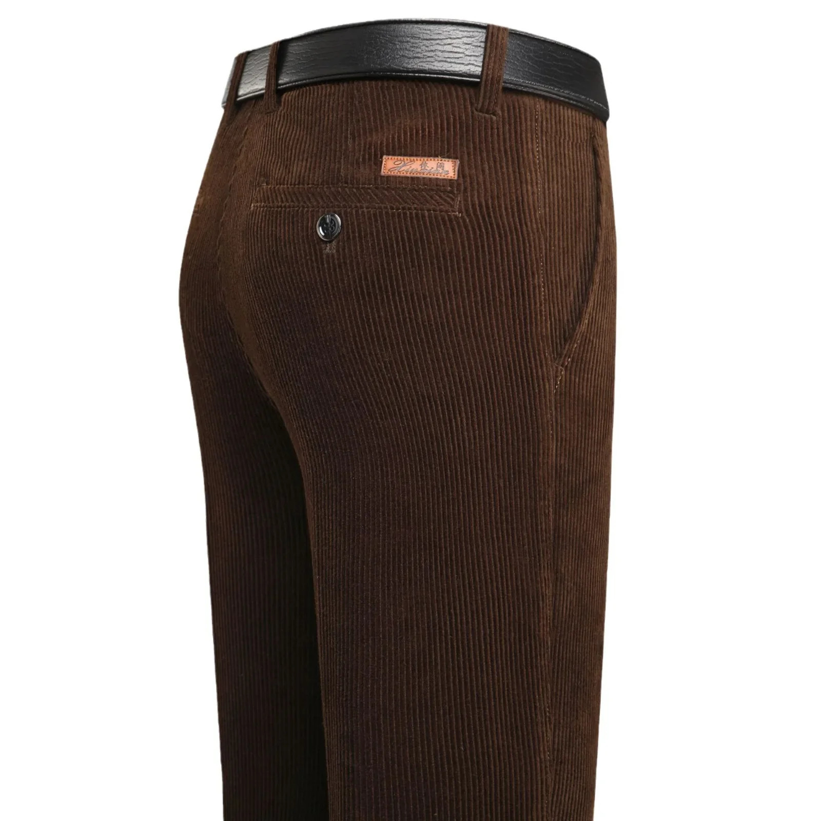 2024 mens Corduroy pants high waisted straight leg wool winter cotton spring thick warm brown 250409Z