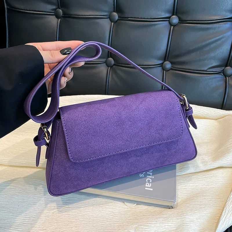 Designer handbag Luxury Purple Single Shoulder Bags For Women Solid Color PU Leather 2024 Trend Handbags Small Purse Lady Designer Zipper Cluch Y