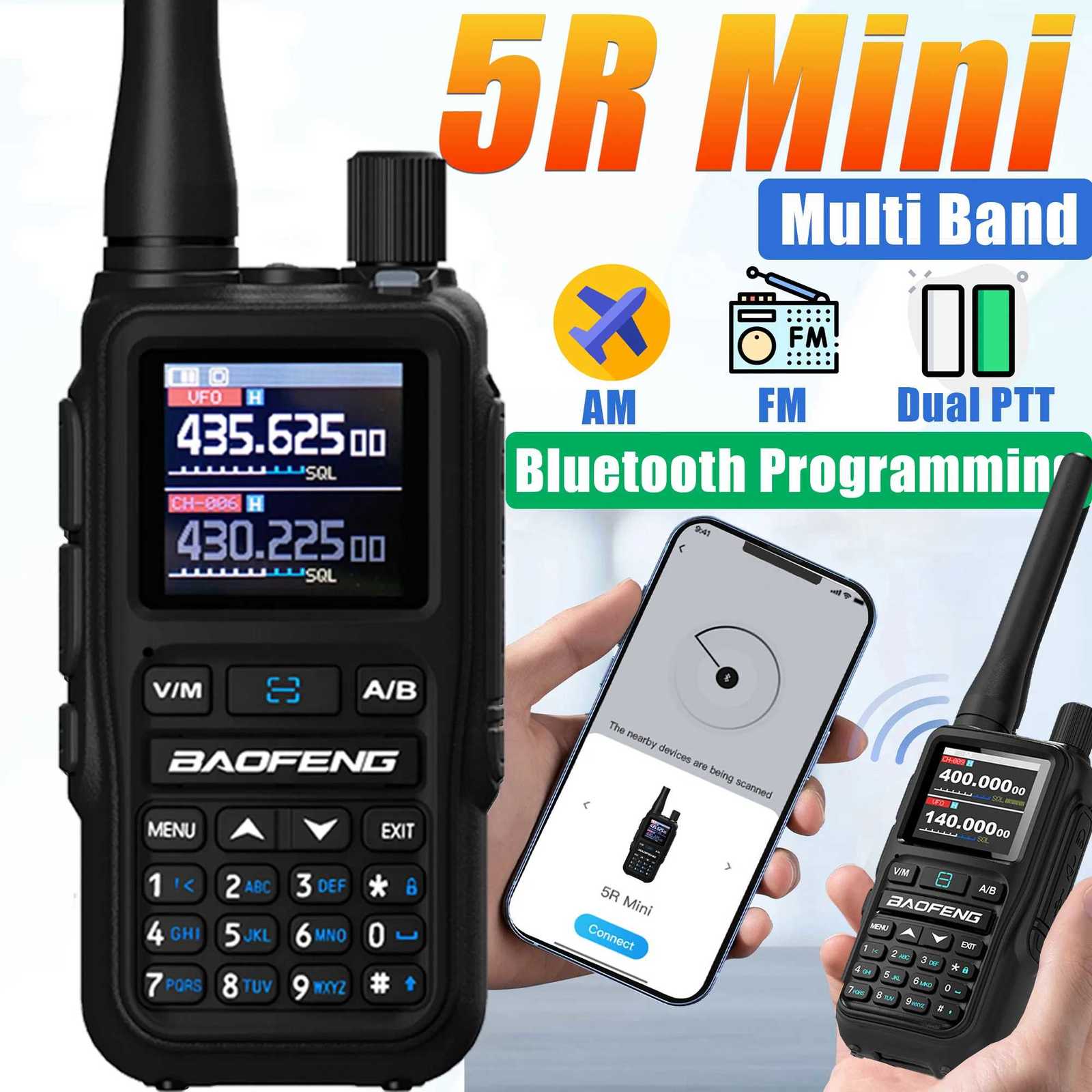 Baofeng UV5R Mini Long Range Walkie Talkie Phone APP Programming Type-C Charging Fl Band AM FM 2 Way Pocket Ra C251120-image-1085439043