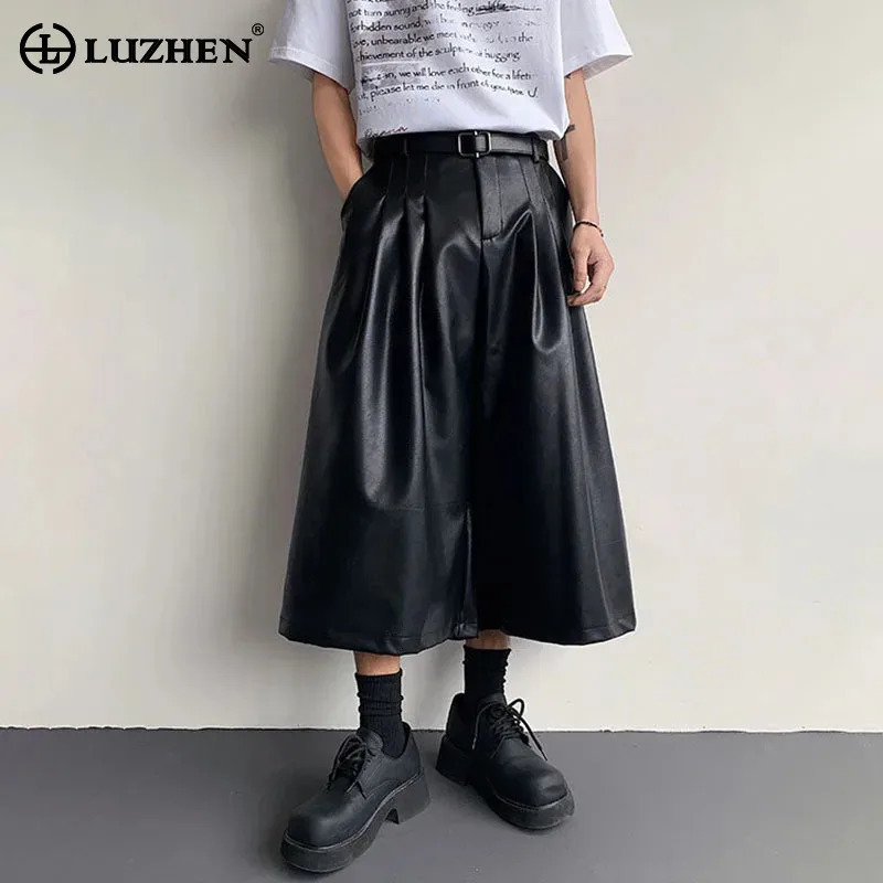 LUZHEN 2025 Korean luggage and leather pants mens fashion high quality elegant temperature original cutting Trouser JY1055 250409Z