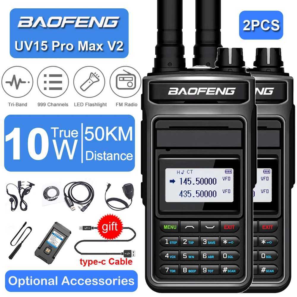 2PCS Baofeng UV15 Pro Max V2 10W High Power Walkie Talkie Long Range 999CH UHF VHF Dual Band CB FM Ra Two Way Ra Station C251120-image-1085438146