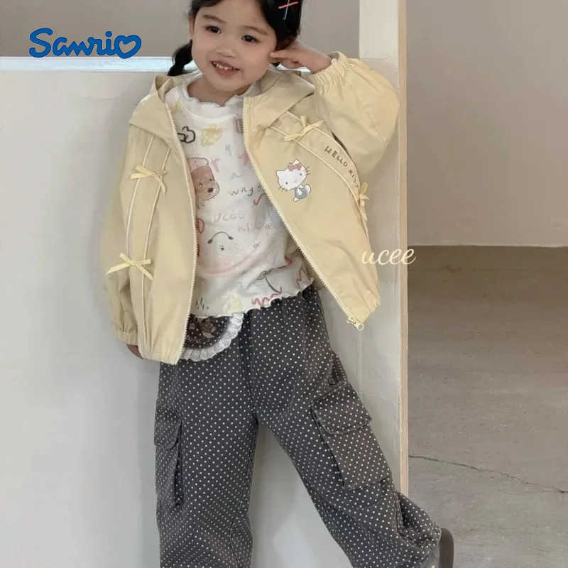 Sanrio Kawaii Children Cute Cartoon Sportswear Student Comfortable Hello Kitty Jacket Long Sleeved Windbreaker Gift for Kids H251120-image-1085365539