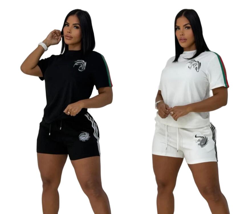 Womens sashes Tracksuits Short Style Matching Set 2025 Summer Casual Sportswear Shorts embroidery T-shirt Two-piece sets