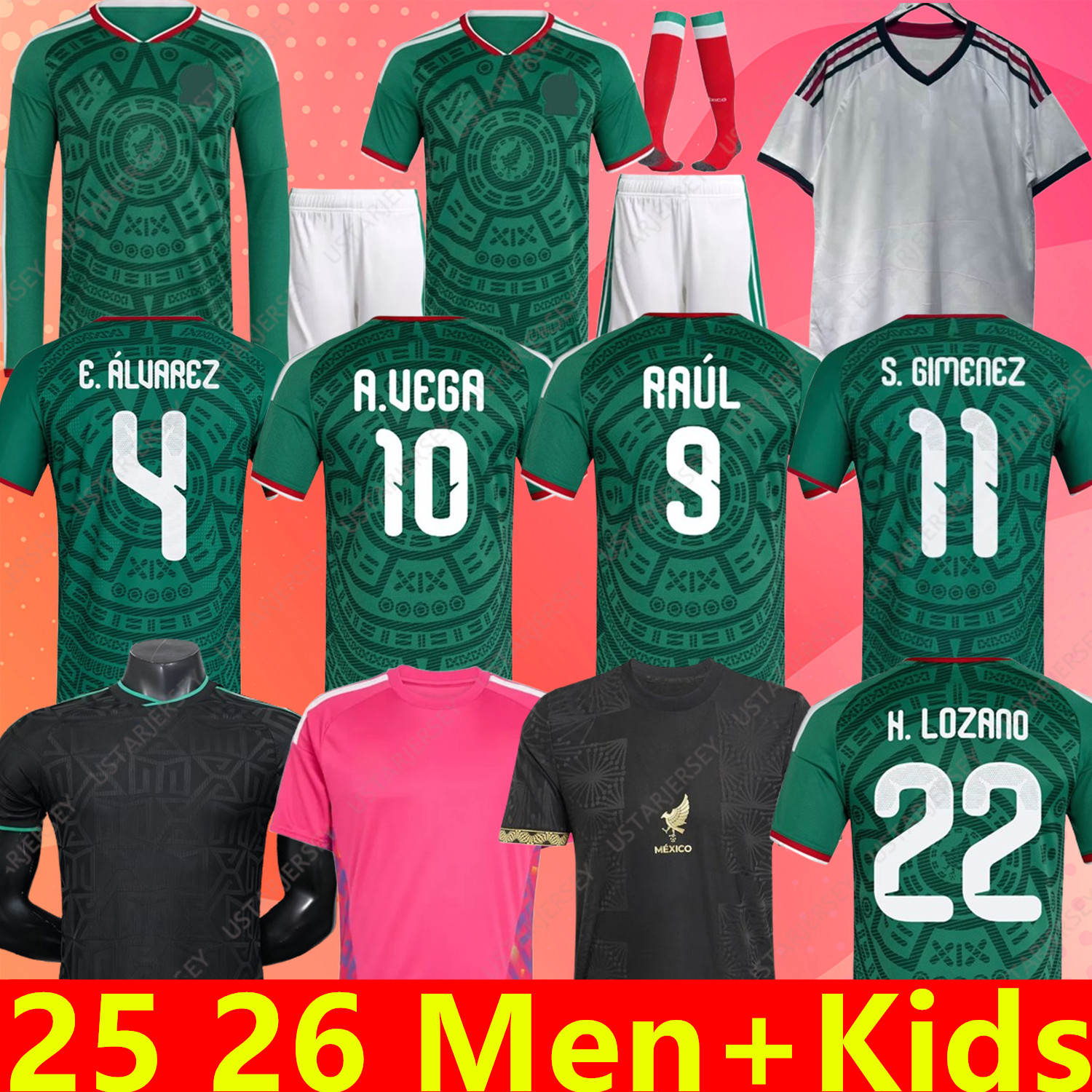 Mexico 2025 2026 Copa America RAUL A. VEGA CHICHARITO Soccer Jerseys H. LOZANO 25 26 H.LOZANO ROMO Men Kids Football Shirts Uniforms Fans Player-image-959460761