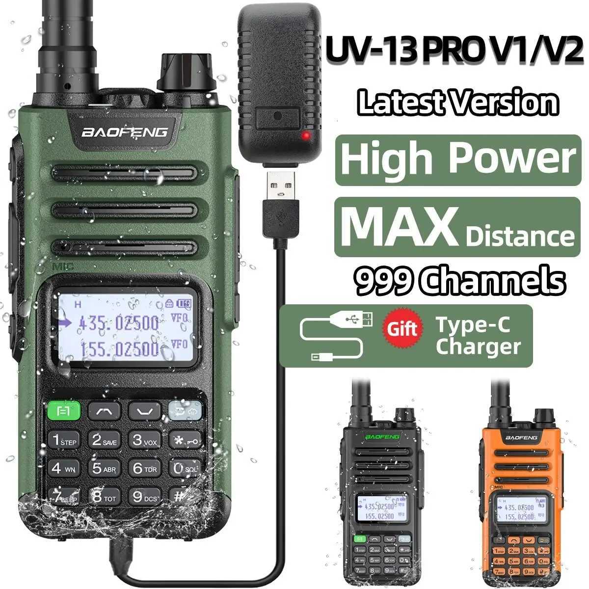 BaoFeng UV-13 Pro V2 V1 High Power Dual Band Walkie Talkie Type C Charger 16 KM Long Range UV13 Transceiver Ham Two Way Ra C251120-image-1085439839