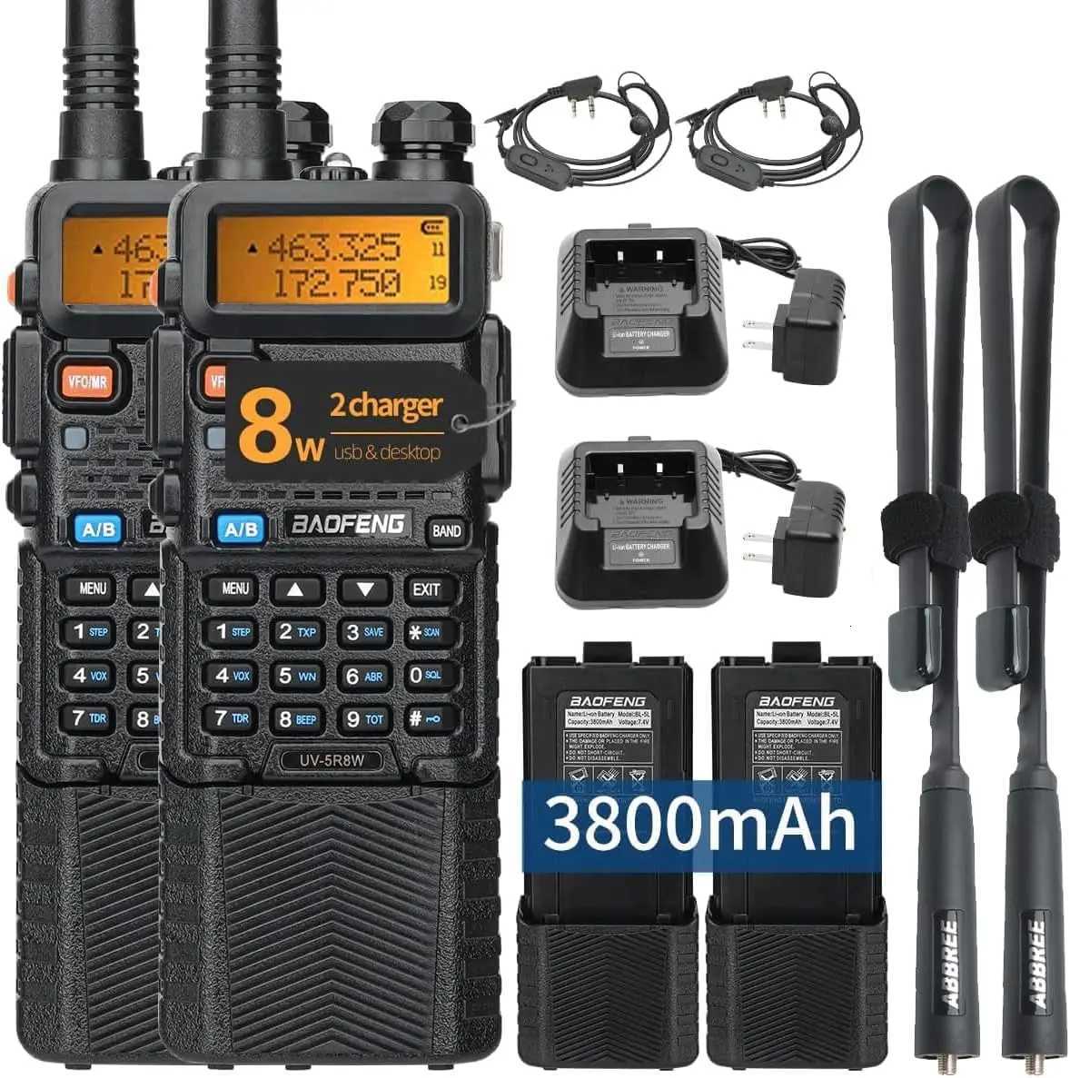 Baofeng UV-5R 8W Walkie Talkie High Power Long Range Two Way Ra Portable Cmunication Ham Ra For Camping C251120-image-1085438234
