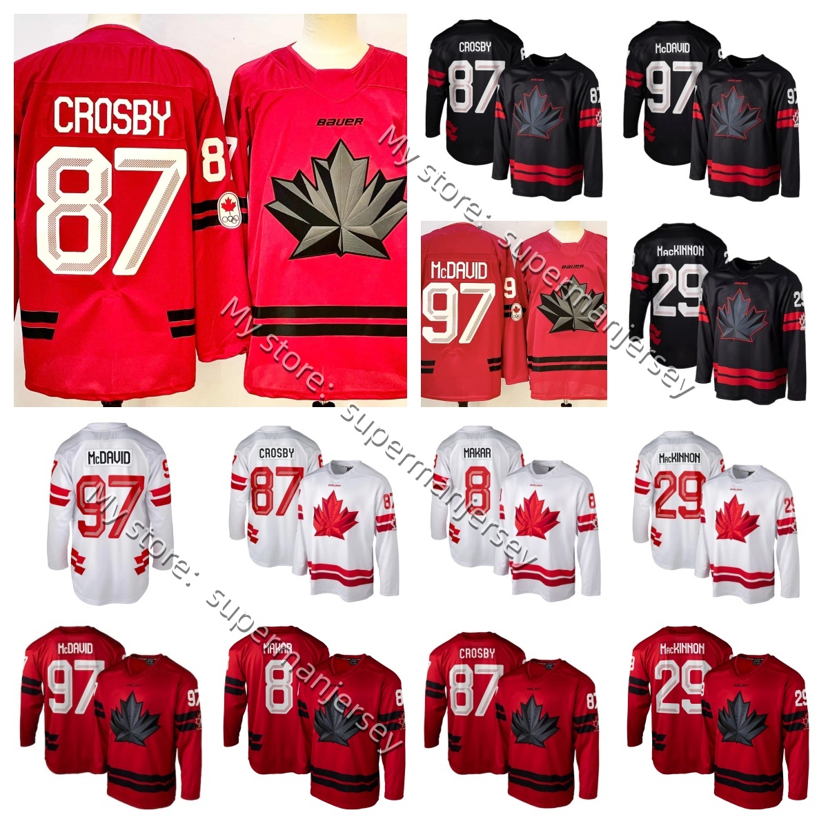 Team Name Canada 2026 Olympicss Hockey Jerseys Sidney Crosby Mcdavid 97 Nathan Mackinnon Brayden Point Cale Makar 8 Sam Reinhart Women Men