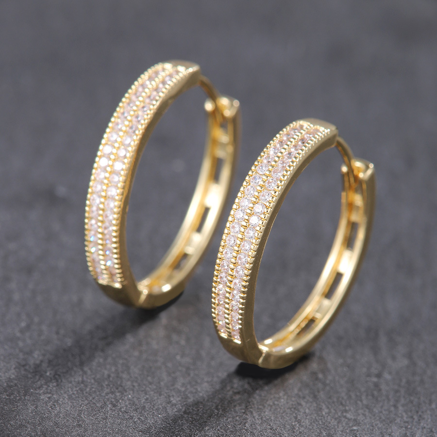boucles d'oreilles en or minimaliste lumière luxe exquis micro-incrusté zircon double rangée diamant boucles d'oreilles moissanite boucles d'orei
