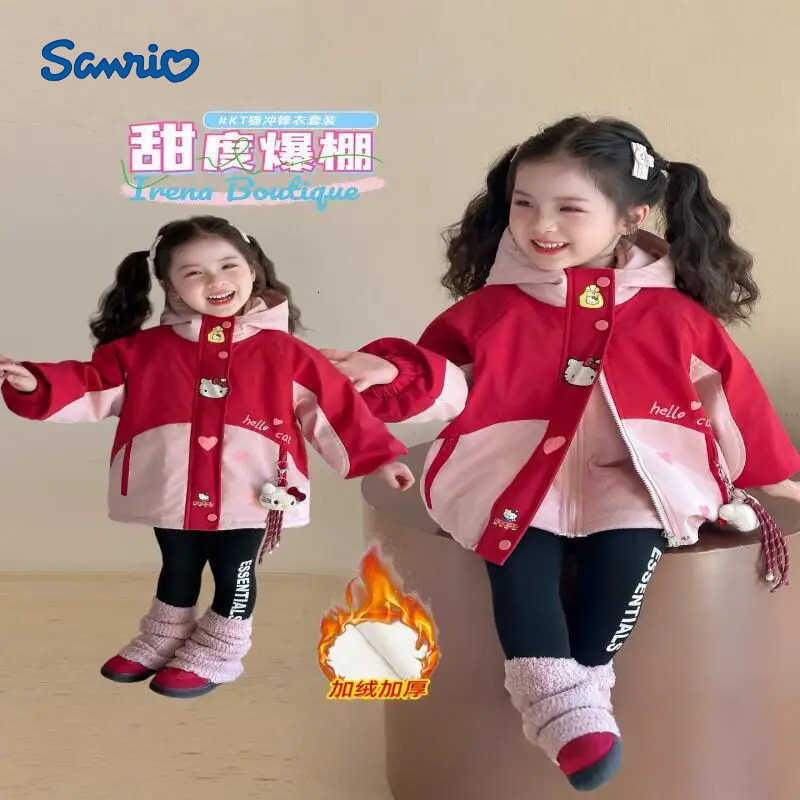 Sanrio Hello Kitty Girls Outdoor Jackets 3-In-1 Childrens Autumn Winter Casual Cartoon Baby Warm Jacket Warm Christmas Gift H251120-image-1085366111