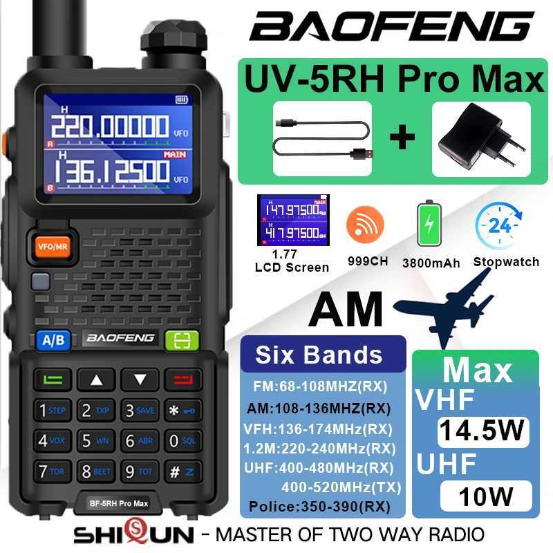 UV-5RH Pro Max Air B45W 3800mAh AM FM Ra Six Band 65-520MHz UV-5RM Walkie Talkie USB C Frequency Copy Update UV-5RH Pro C251120-image-1085438611