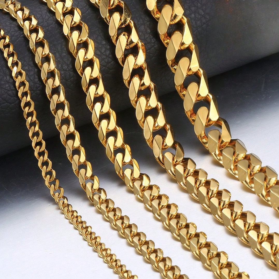 Stainless Steel Cuban Chain Necklace for Men Women Punk 18-26inch Curb Link Jewelry Gift-image-1054319469