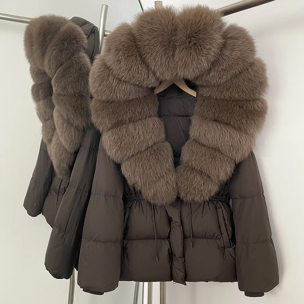 Reality Fur Jacket Real Fur Collar Duck Down Coat Female Winter Hooded Warm Fox Fur Coat Women Natural Raccoon Fur Puffer Jacket251120