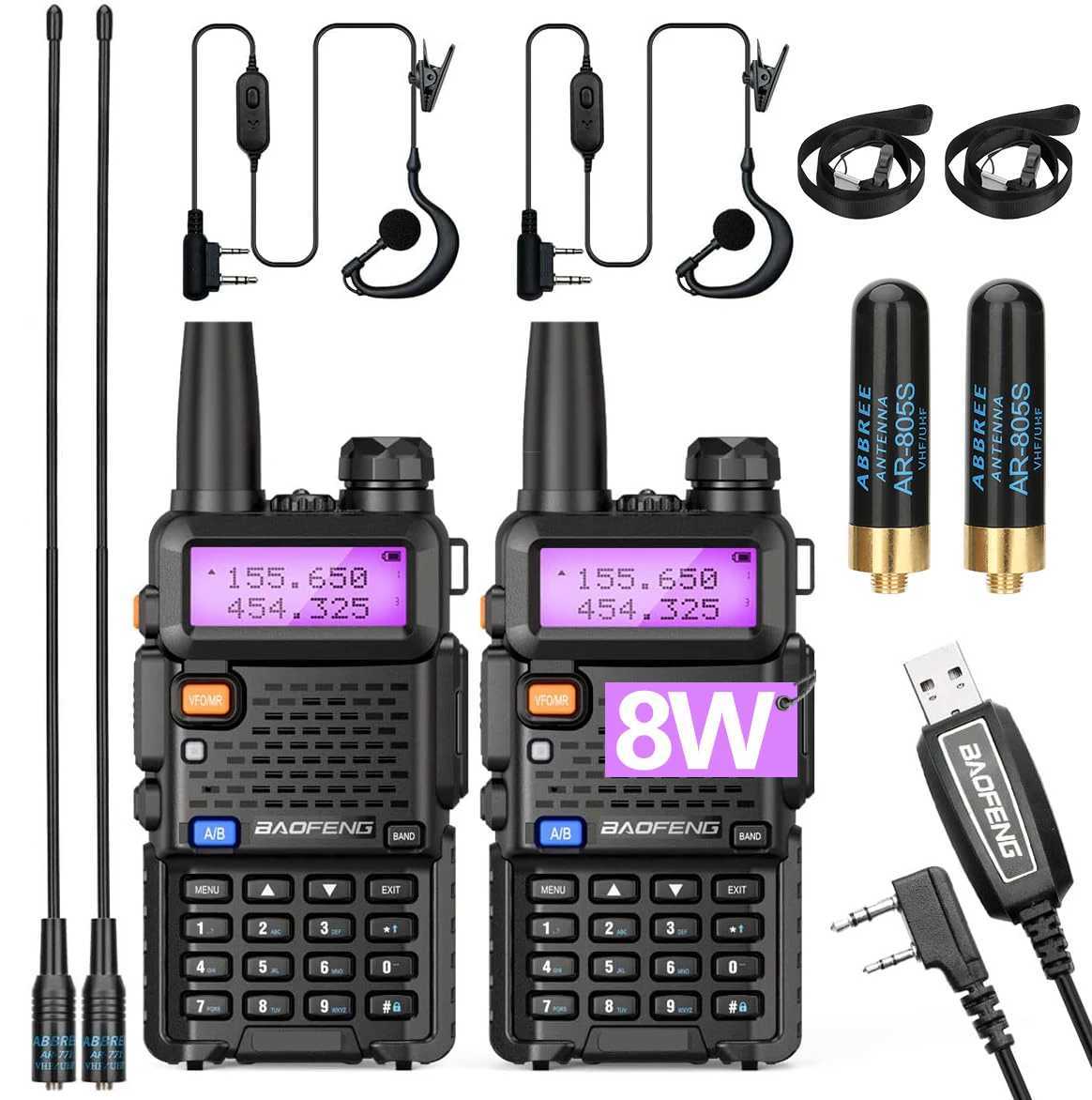 1/2/4 PCS Baofeng UV 5R 8W Walkie Talkie Dual Band VHF UHF Portable FM Amateur 1800mAh UV5R Two way Ra Ham Ra For Climb C251120-image-1085439021