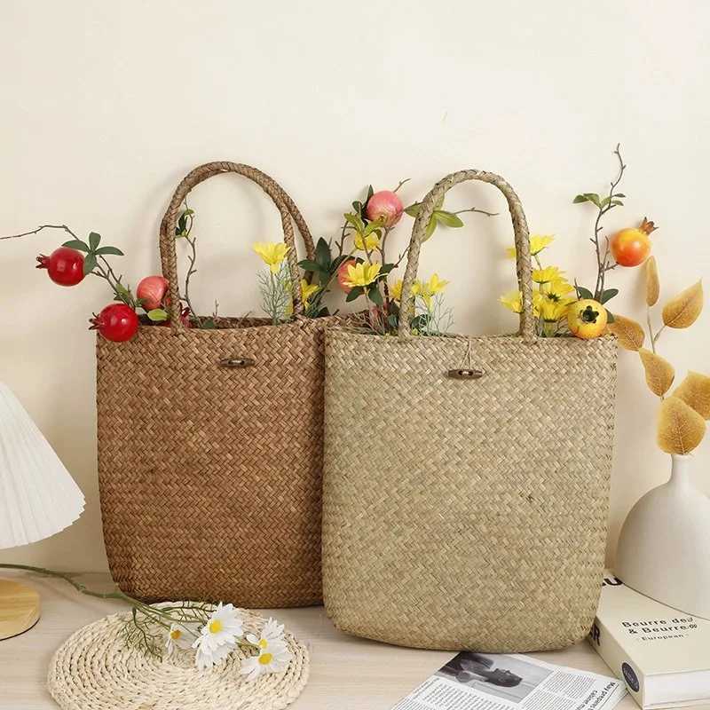 Sac à main à l'épaule de la mode paille pour le panier de rangement à main de bureau à usage domestique
