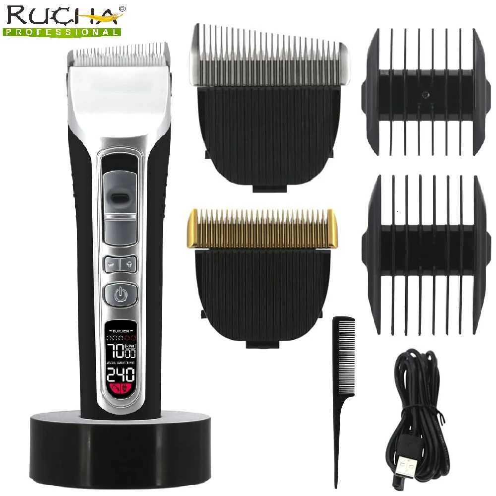 Electric Hair Clipper Unique Shaped Moving Blade Hair Trimmer LCD Display USB Rechargeable For Salon Men Hair Cutting BarberT251120-image-1085393126