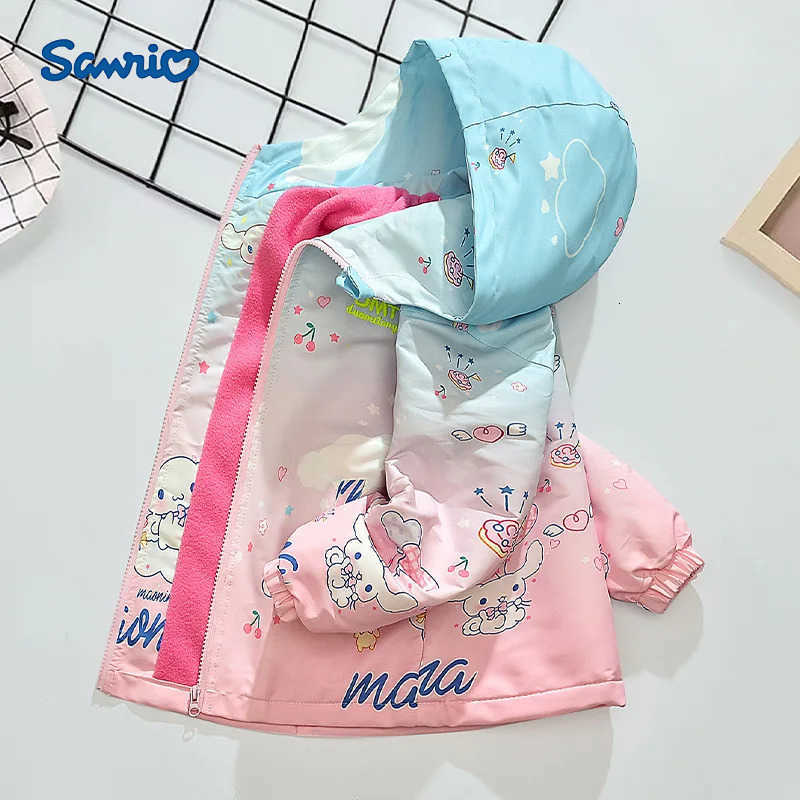 Sanrio Anime Cinnamoroll Kuromi Jacket Fleece Windbreaker Cotton Kids Hooded Cartoon Casual Tops Girls Warm Outdoors Coat H251120-image-1085365975