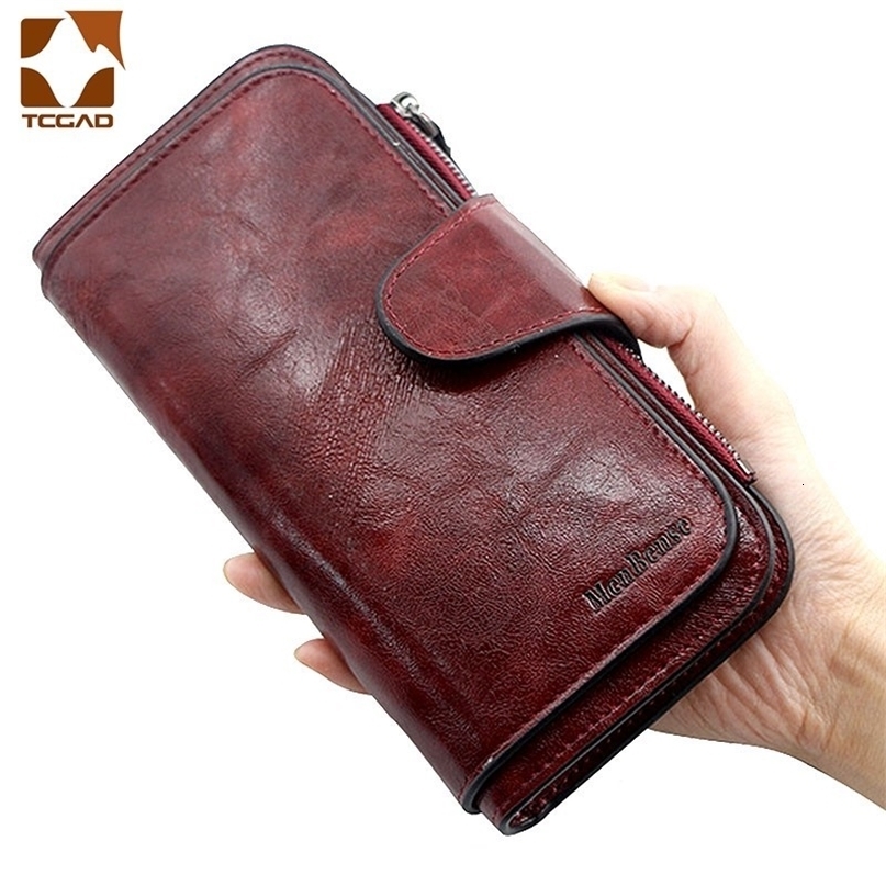 Portefeuille femme en cuir Portefeuilles Trois volets VINTAGE Femmes sacs à main téléphone portable Bourse Femme Porte-Monnaie Carteira Feminina2