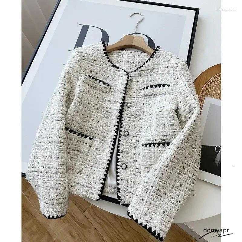 Womens Jackets Spring Autumn Jacket Design Fashion Sweet Tweed Blazers Women French Elegant Office Lady Woolen Short Suit Coats216