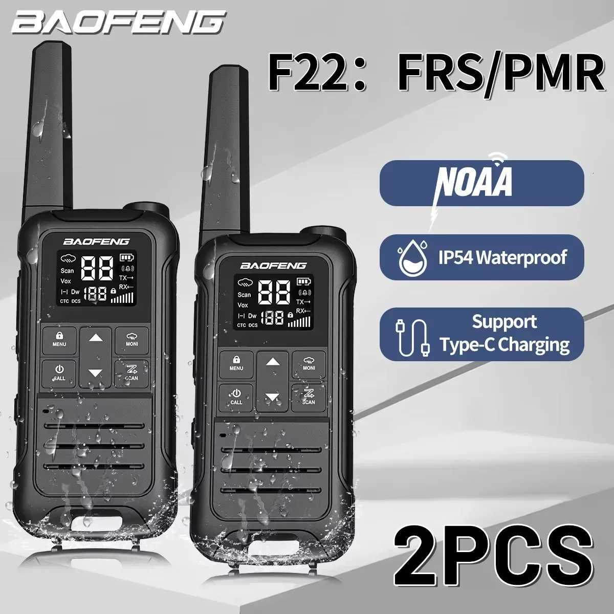 2PCS Baofeng F22 PMR FRS Mini Walkie Talkie Waterproof Type-C Lnce- NOAA Portable Two Way Ham Ra for Hunting C251120-image-1085439962