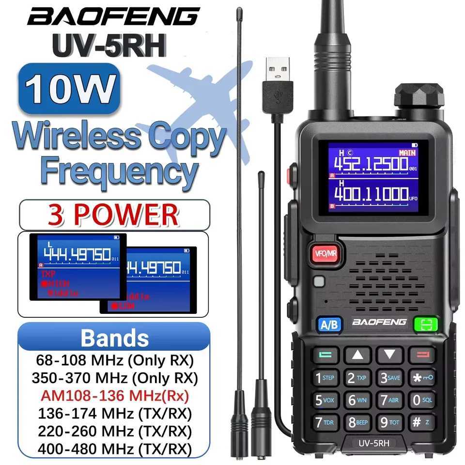 Baofeng Upgraded UV-5RH 10W Walkie Talkie Air Band Wirless Copy Frequency Long Range Type-C Charger UV 5R Ham Two Way Ra C251120-image-1085440123