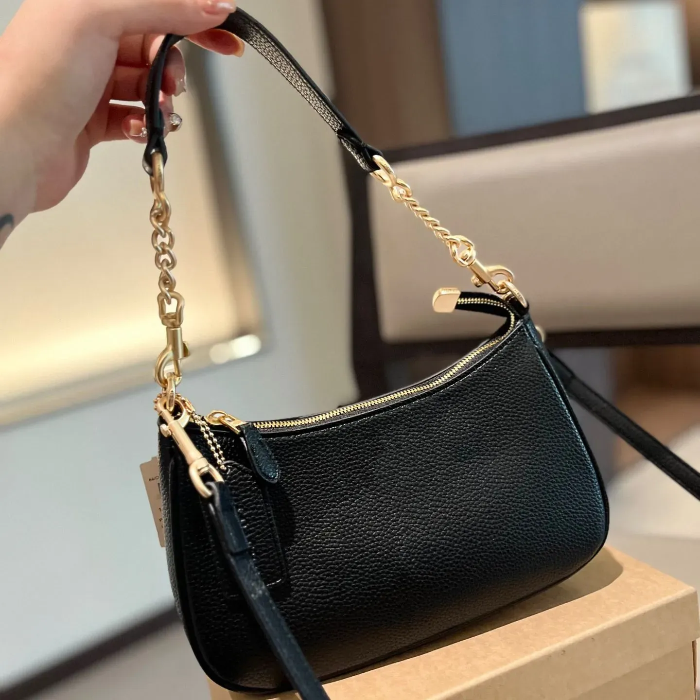 Sac à bandoulière Hobo en toile Sac à main à bandoulière de style Teri avec sangle détachable Sac de luxe de marque demi-lune Sac à main Sac à ma