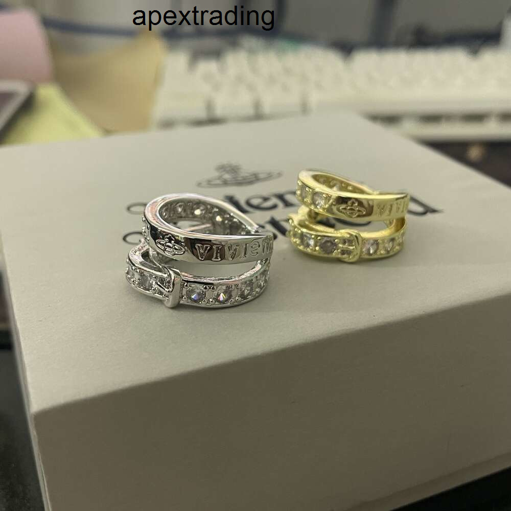 Designer Westwood 23 Spring and Summer Empress Dowager West Double Layer Belt Head Sparkling Diamond Ring Satu viviane Vivienme viviennen viviennely