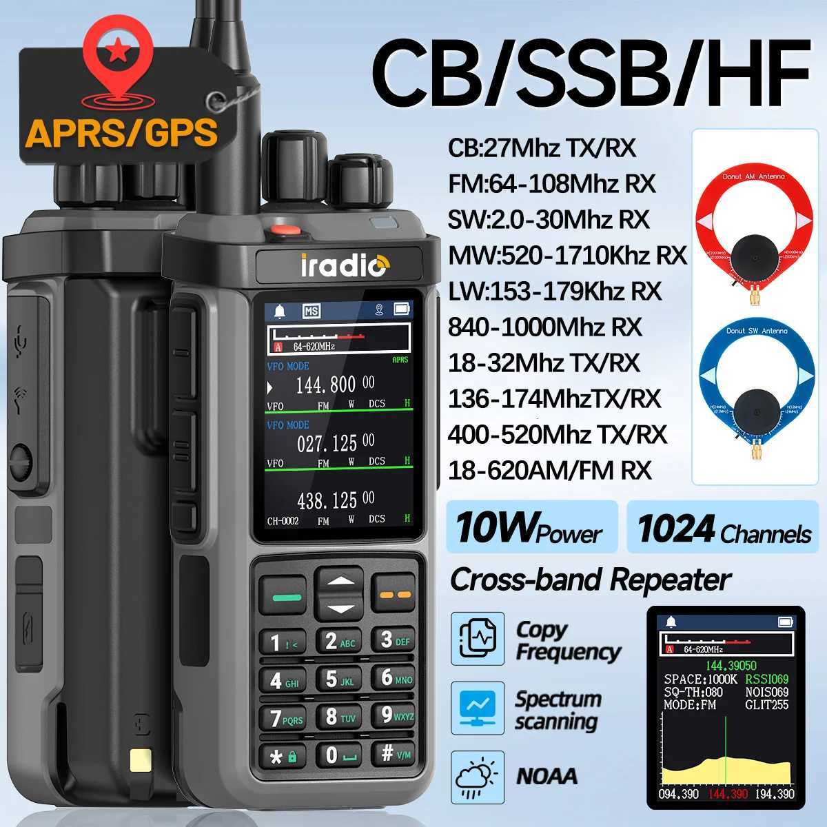 Ira UV-98 PLUS GPS APRS Walkie Talkie 10W AM CB SSB LW MW SW HF Cross Band Repeater 1024Channels RT-880G Short Wave Ham Ra C251120-image-1085438845