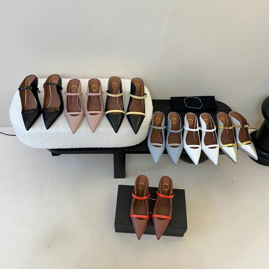 New fashion top quality Real leather mules High-heels slippers High-heeled sandal open toes Pointed toe Luxury designer heels Evening party shoes fo
