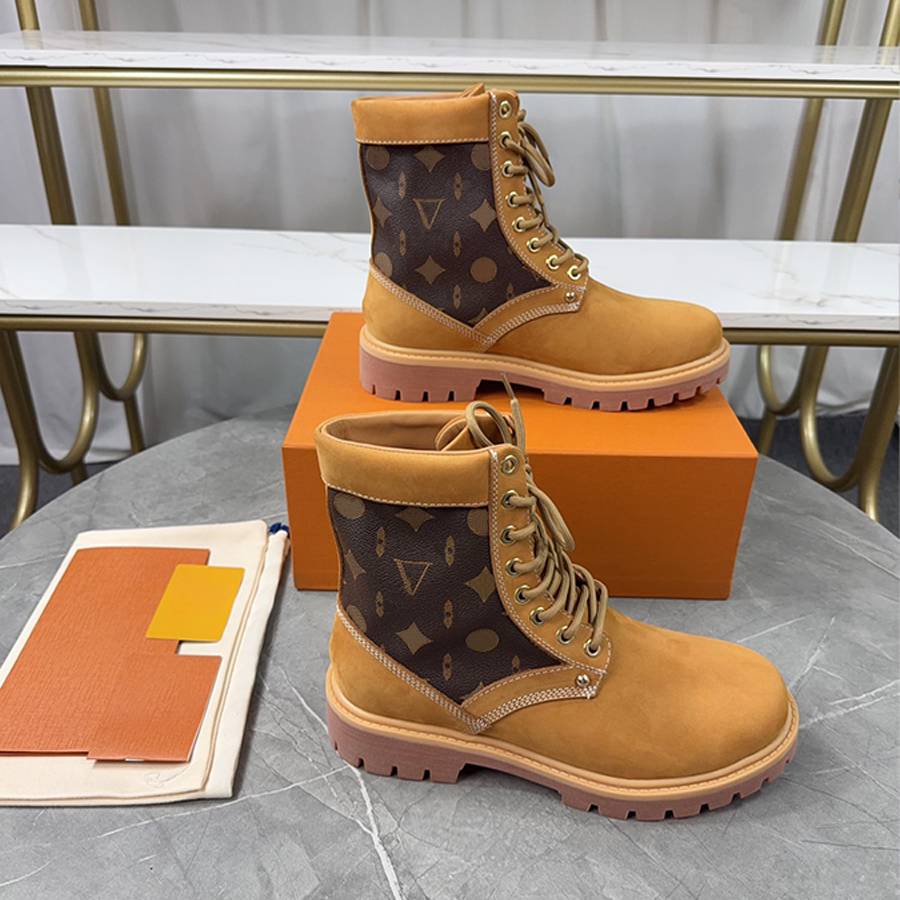 Designer Hommes Femme Bottes Chaussures Automne Hiver Mode Bottes À Lacets Automne Hiver Plat Bottine Chaussures Ceinture De Voyage En Cuir Dame