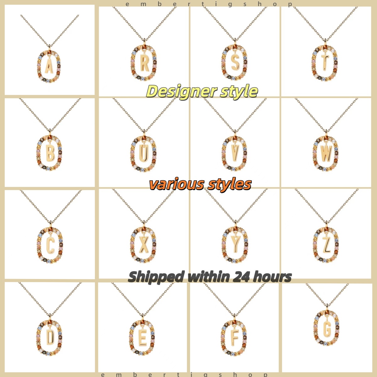 PD Coloré Zircon 26 Lettre Collier moissanite chaîne collier de créateur collier de créateur pour femme bijoux chaîne de diamant bijoux de luxe f
