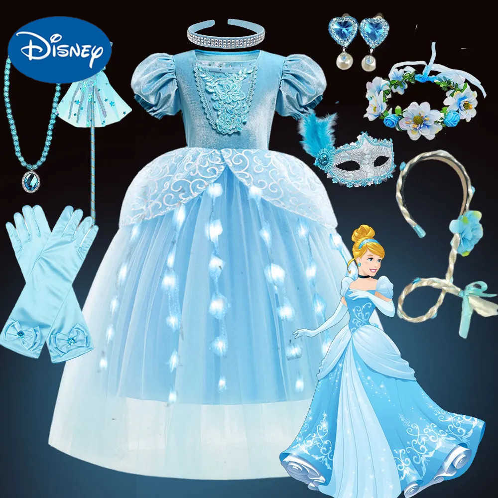 Carnival Glowing Princess Cinderella Ball Girl Lights Birthday Party Fairy Tale Dress Up Preschool Fancy LED Flower FrogXJ250420-image-1073170202