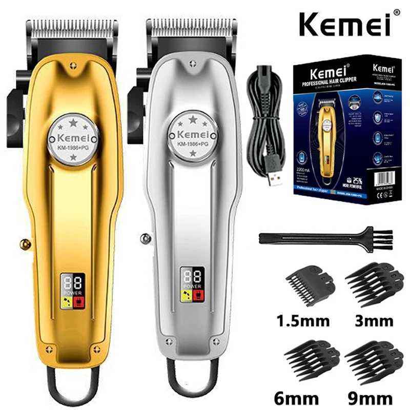 Kemei KM1986 Professional Hair Trimmer Mens Hair Clipper Cordless Electric USB Charging LCD Display Barber Hair Cutting MachineT251120-image-1085392318