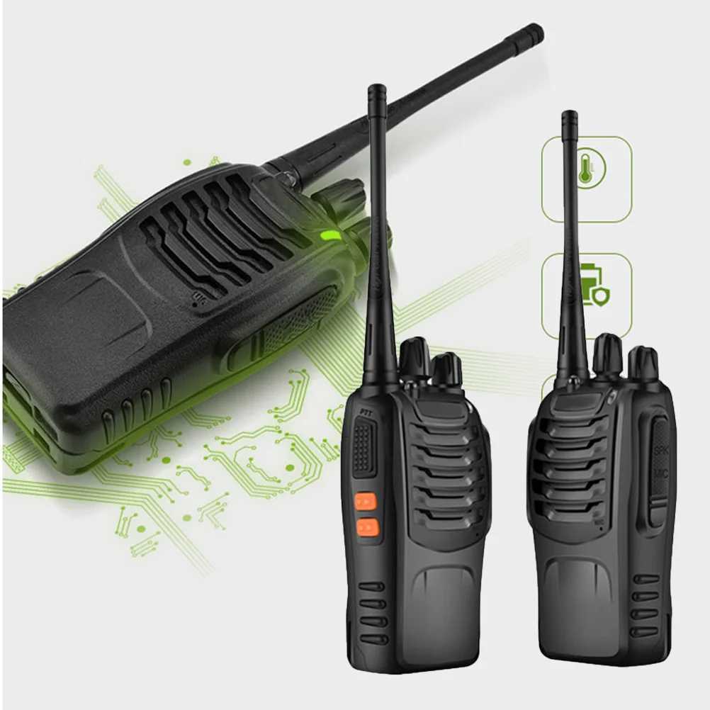 2Pcs Bf-888s Portable Walkie Talkies Rechargeable Two- Black Cpact Structure High Capacity Li-Ion Outdoor C251120-image-1085432484
