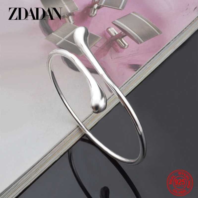 ZDADAN 925 sterling silver water droplet open cuff bracelet and bracelet suitable for womens fashion wedding jewelry party giftsT250420