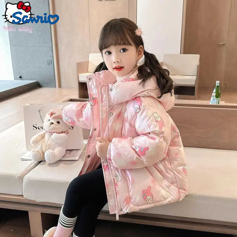 Sanrio Kuromi Girls Warm Coat My Melody Kawaii Anime Winter Fashion Hooded Cotton Jacket Kids Sweet Casual Tops Christmas Gifts H251120-image-1085366072