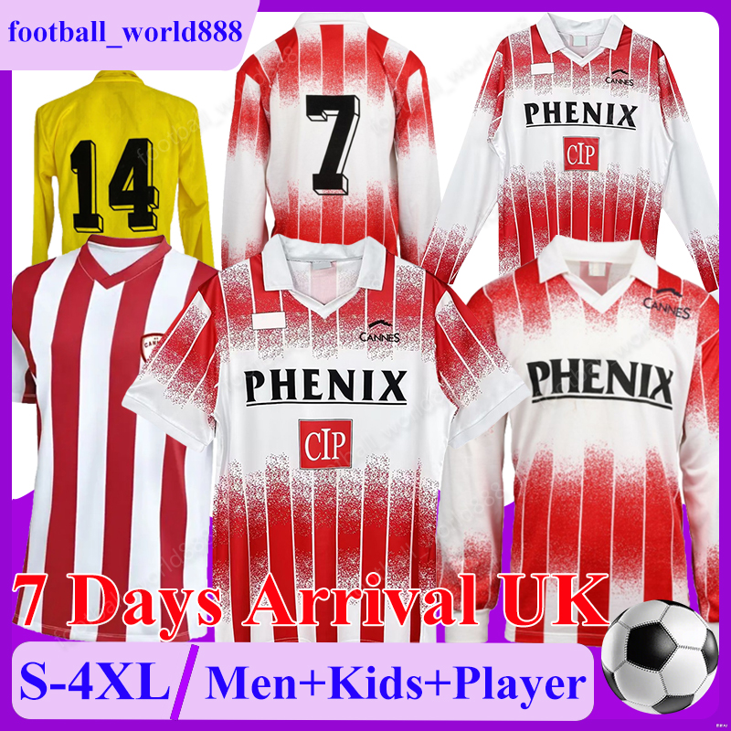 Retro AS Cannes 1991 92 Soccer Jerseys SORY BLANC Football Shirt CERVANTES CH.NDOYE football kits HAFIDI GONCALVES CORCHIA AYMES Long Sleeve Men