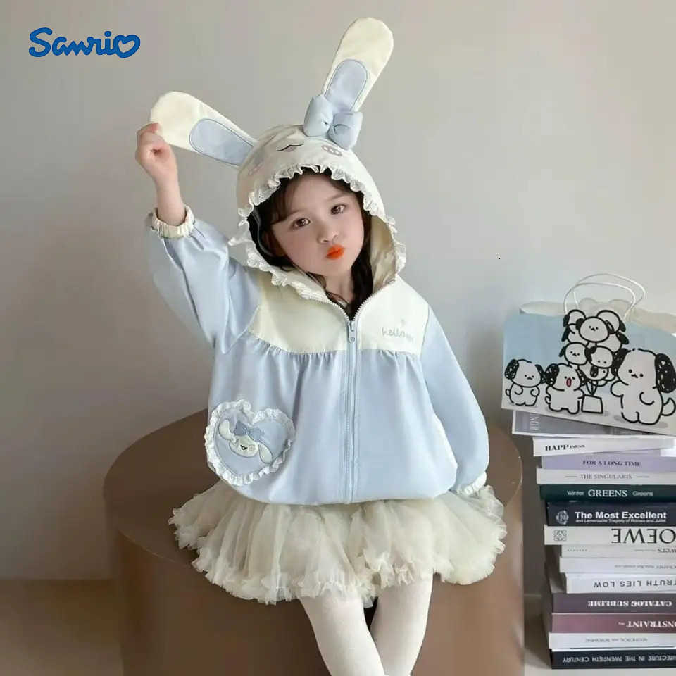 Sanrio Cinnamoroll Kuromi Girls Jacket Princess Coats Spring Autumn Cartoon Childrens Hooded Top Baby Anime Cute Windbreaker H251120-image-1085365564