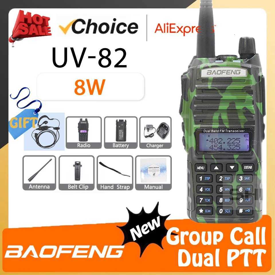 Baofeng UV-82 Walkie Talkie 8W Ham Ra Cunicador Dual Band VHF/UHF Dual PTT CB Two Way Portable FM Amateur Ras Camouflage C251120-image-1085438619