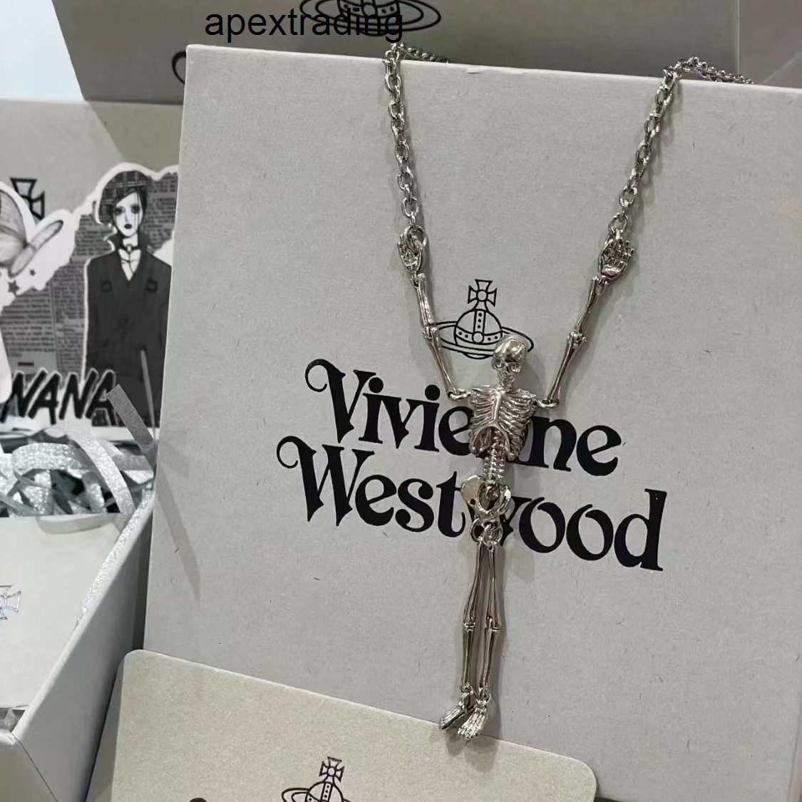 Designer Westwood High Version ViEmpress Dowager Skull Necklace Feminine Crazy Personality Style 01HW viviane Vivienme viviennen viviennely west woo