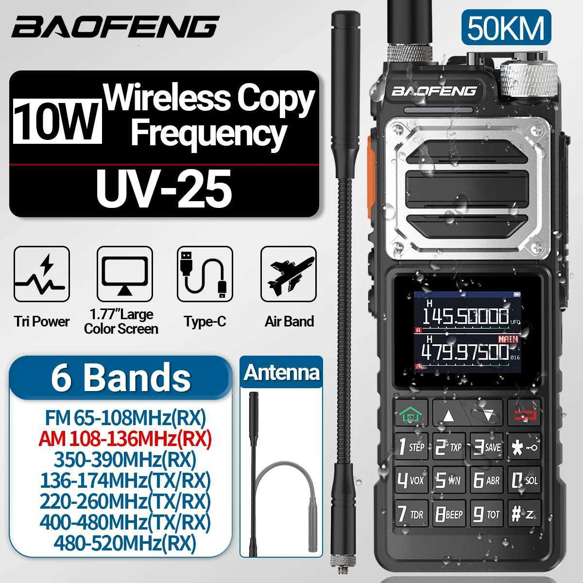 Baofeng UV-25 Air Band Walkie Talkie Wireless Copy Frequency NOAA Type-C Charger AM Long Range UHF VHF 999CH Ham Two Way Ra C2511203-image-1085476059
