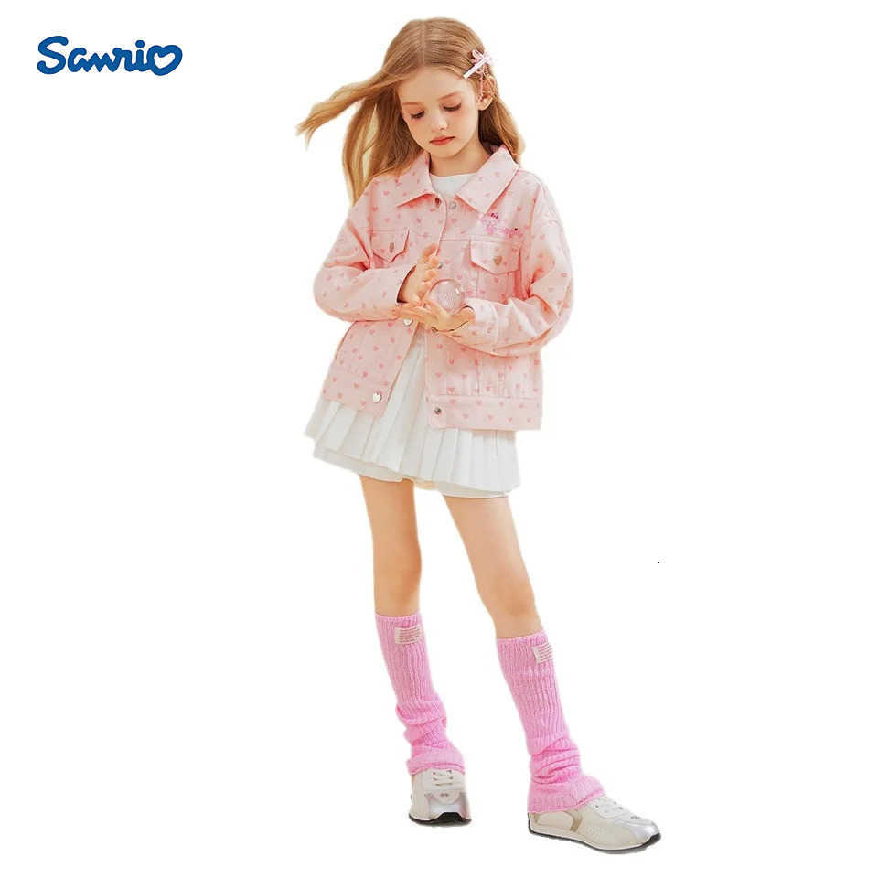 Sanrio Genuine License Spring and Autumn Full-Print Heart-Shaped Pattern Girls Jacket - New Hello Kitty Cartoon Sweet Style S H251120-image-1085365697