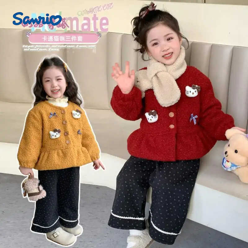 Sanrio Hello Kitty Coat Kawaii Y2K Anime Childrens Clothing Sweater 2026 New Fashionable Baby Hair Jackets Christmas Gift New H251120-image-1085365142