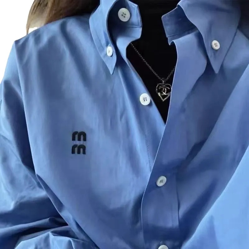 Letter Embroidered Womens Shirt Designer Long Sleeved Casual Style Womens blouse