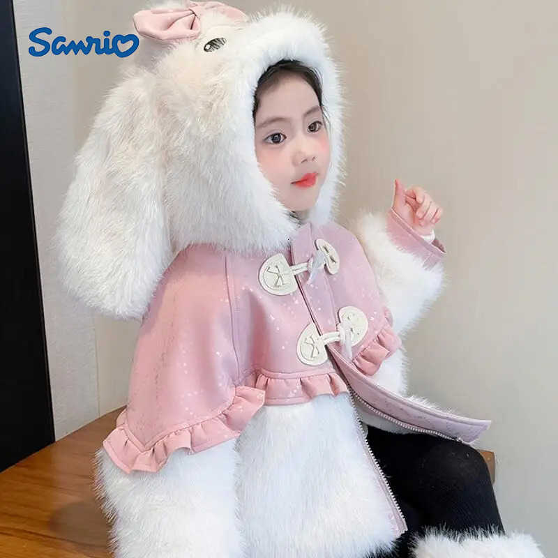 Sanrio My Melody Girls Winter Warm Jacket 2025 New Childrens Kawaii Cartoon Thick Hooded Cotton Jacket Fashion Sweet Comfort Clothing H251120-image-1085365053