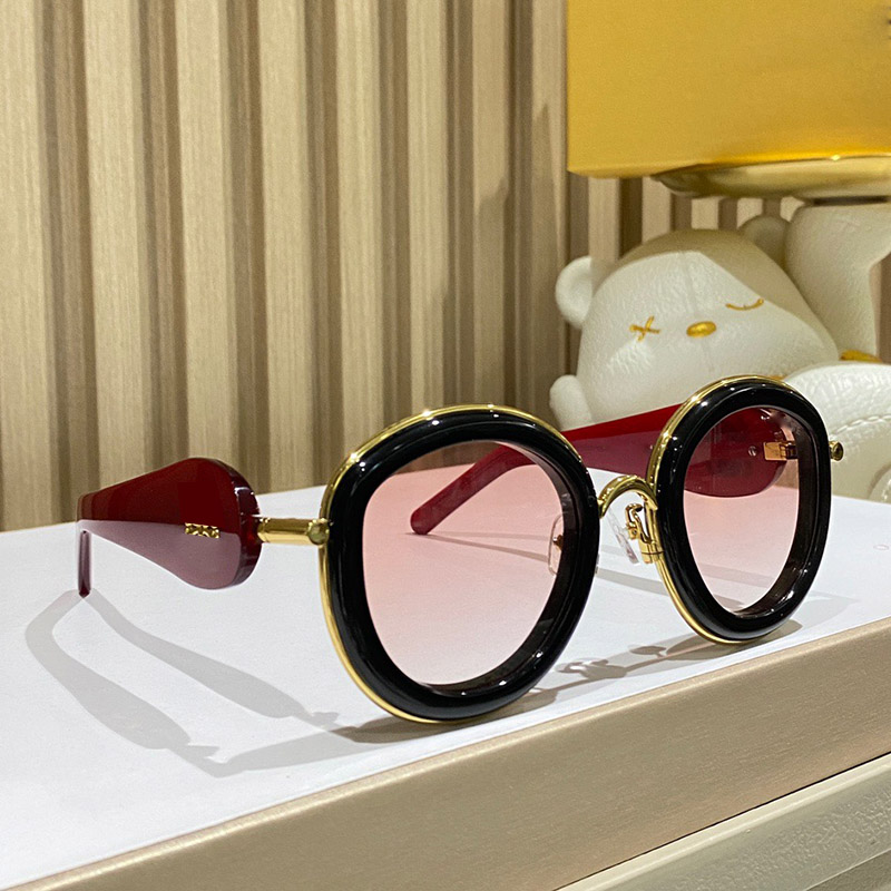 Womens oversized circular sunglasses 40149 40150 metal frame outdoor shopping protection UVA UVB 100% boxed sunglasses-image-999309664