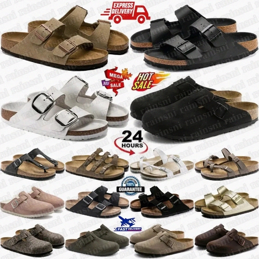 Clogs Designer Boston Slippers Bostonclogs Soft Footbed birko-Flor slides slipper Mocha Men Women Suede Black Taupe Eva Mink Foot Caramel Womens Men