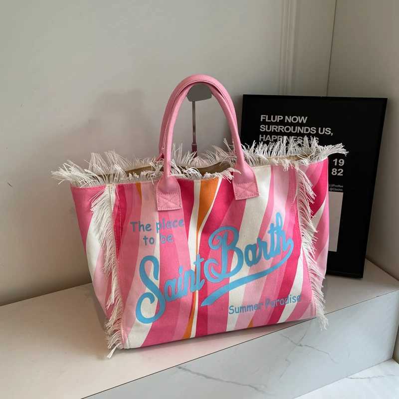 Basic Style Tassel Canvas Womens Shoulder Bag Inner Bag 2024 New Large Capacity Pattern High Quality HandbagXJ250419
