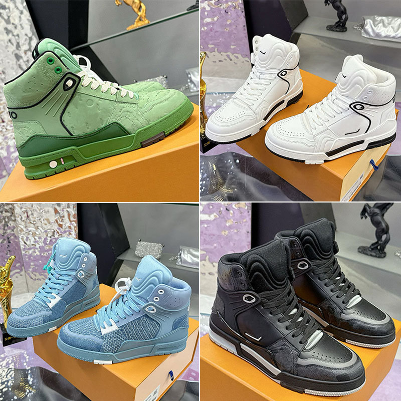 Scarpe sportive da basket alte di lusso Modello a griglia in rilievo Athleisure Scarpe da ginnastica da uomo Suola antiscivolo Scarpe da ginnastica