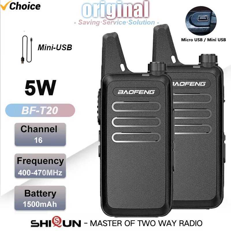 2PCS Mini Walkie Talkie Baofeng BF-T20 1PCS PortableTwo Way Ra Charging USB For BF-C9 BF-888S KD-C1 for Station Hotel Hunting C251120-image-1085438957