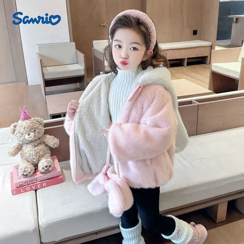 Sanrio Kawaii My Melody Children Cute Cartoon Plush Warm Coat Student Comfy Plush Jacket Blouse Christmas Gifts for Kids H251120-image-1085365811